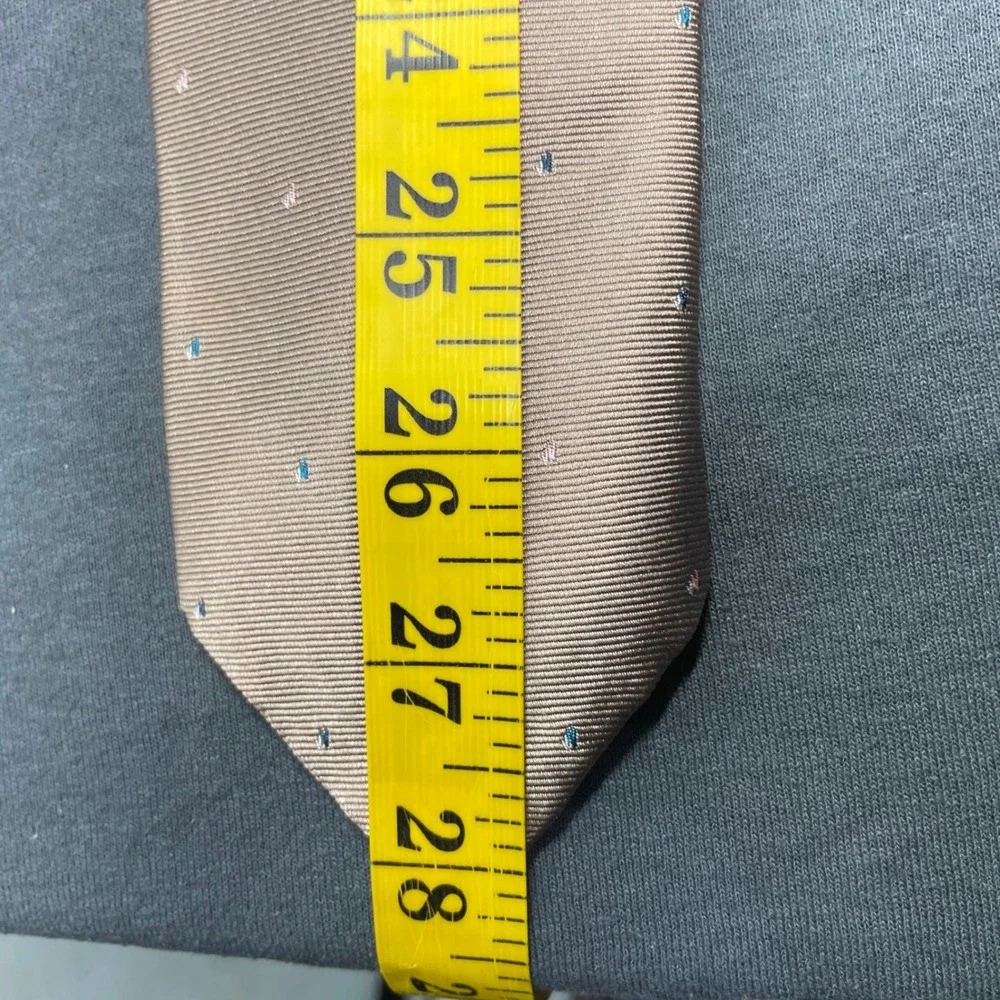 Christian Dior Men Necktie Silk Taupe Gold Micro Dot Classic Designer Tie